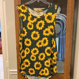 Sunflower Print Sleeveless Top